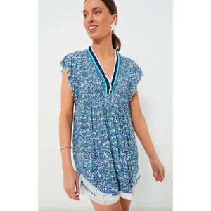 POUPETTE ST BARTH Sasha Mini Dress Blue Green White Print S
